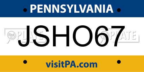 JSHO67 Pennsylvania License Plate