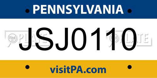 JSJ0110 Pennsylvania License Plate