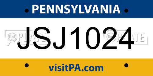 JSJ1024 Pennsylvania License Plate