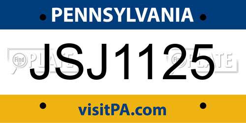 JSJ1125 Pennsylvania License Plate