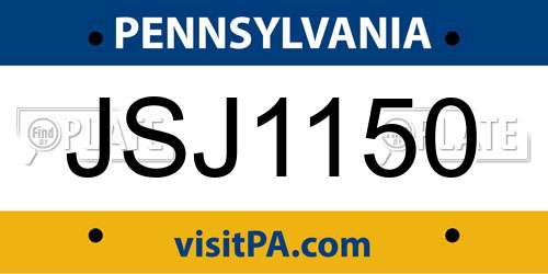 JSJ1150 Pennsylvania License Plate