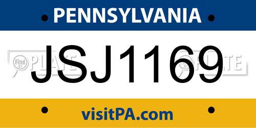 JSJ1169 Pennsylvania License Plate