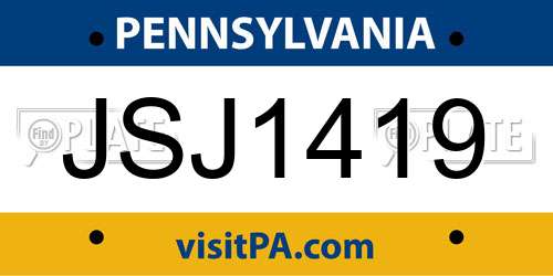 JSJ1419 Pennsylvania License Plate