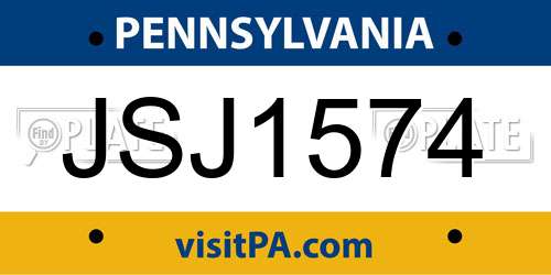 JSJ1574 Pennsylvania License Plate