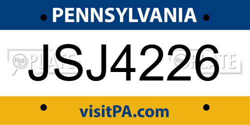 JSJ4226 Pennsylvania License Plate
