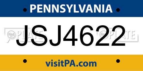JSJ4622 Pennsylvania License Plate