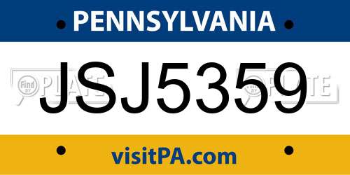 JSJ5359 Pennsylvania License Plate