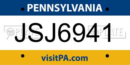JSJ6941 Pennsylvania License Plate