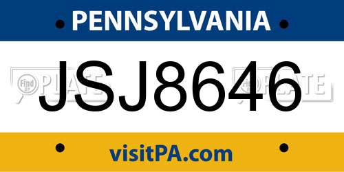 JSJ8646 Pennsylvania License Plate