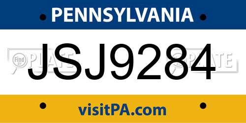 JSJ9284 Pennsylvania License Plate