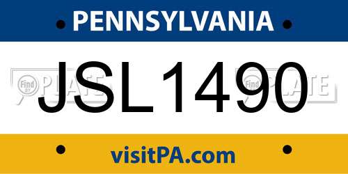 JSL1490 Pennsylvania License Plate