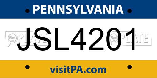 JSL4201 Pennsylvania License Plate
