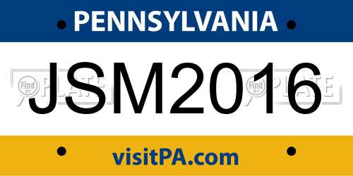 JSM2016 Pennsylvania License Plate
