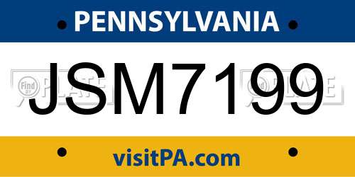 JSM7199 Pennsylvania License Plate