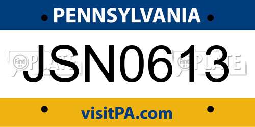 JSN0613 Pennsylvania License Plate