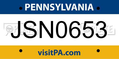 JSN0653 Pennsylvania License Plate