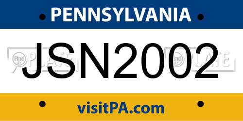 JSN2002 Pennsylvania License Plate