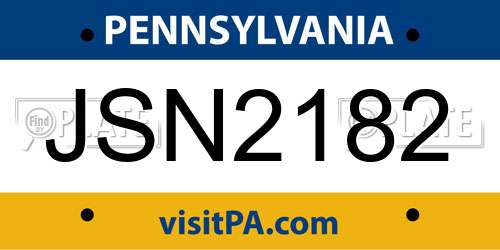 JSN2182 Pennsylvania License Plate