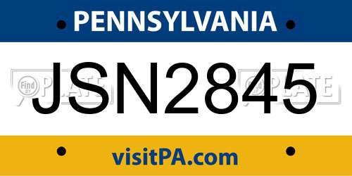 JSN2845 Pennsylvania License Plate