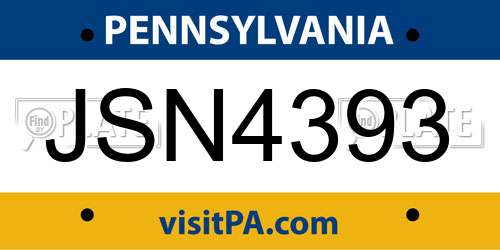 JSN4393 Pennsylvania License Plate