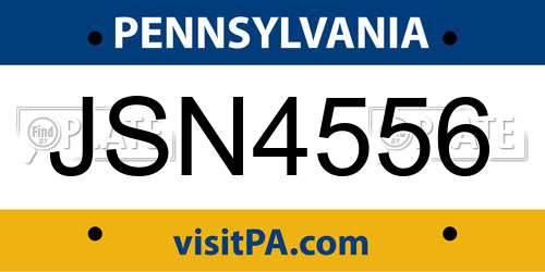 JSN4556 Pennsylvania License Plate