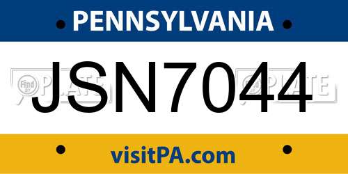 JSN7044 Pennsylvania License Plate