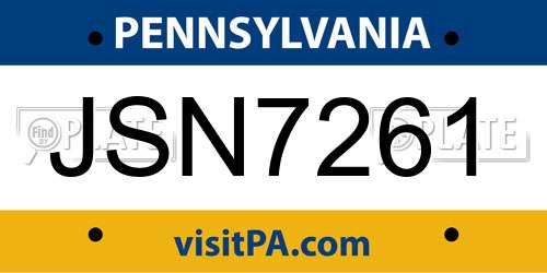JSN7261 Pennsylvania License Plate