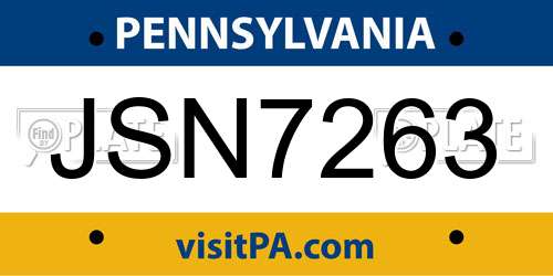 JSN7263 Pennsylvania License Plate