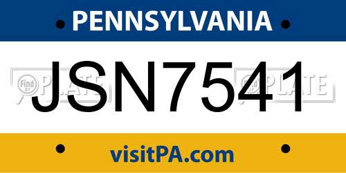 JSN7541 Pennsylvania License Plate