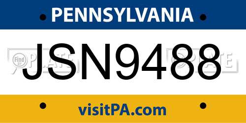 JSN9488 Pennsylvania License Plate
