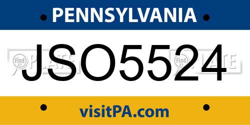 JSO5524 Pennsylvania License Plate