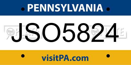 JSO5824 Pennsylvania License Plate