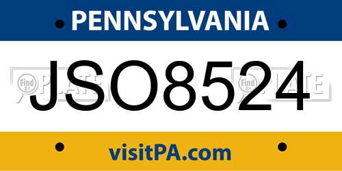JSO8524 Pennsylvania License Plate