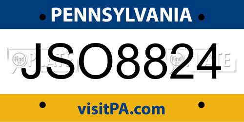 JSO8824 Pennsylvania License Plate