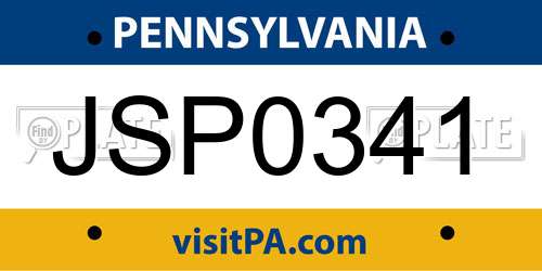 JSP0341 Pennsylvania License Plate