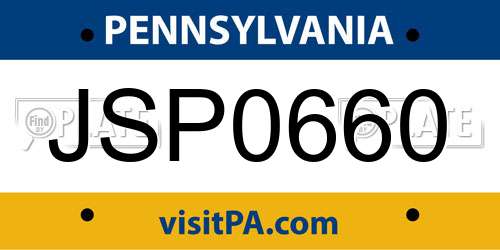 JSP0660 Pennsylvania License Plate