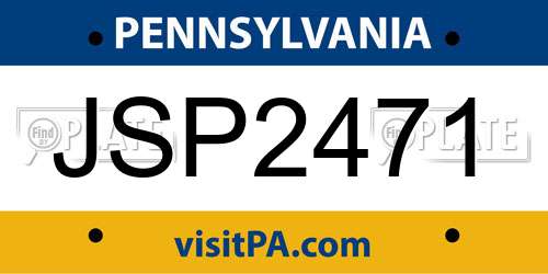 JSP2471 Pennsylvania License Plate