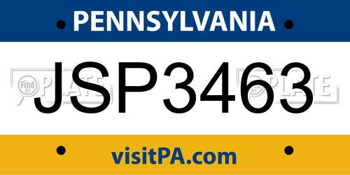 JSP3463 Pennsylvania License Plate