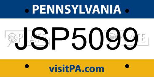 JSP5099 Pennsylvania License Plate