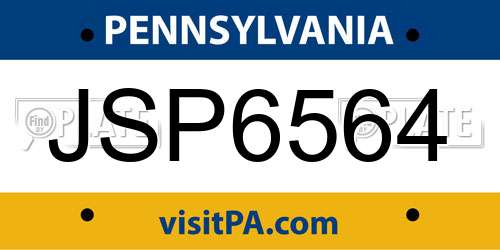 JSP6564 Pennsylvania License Plate