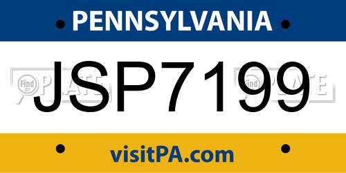 JSP7199 Pennsylvania License Plate