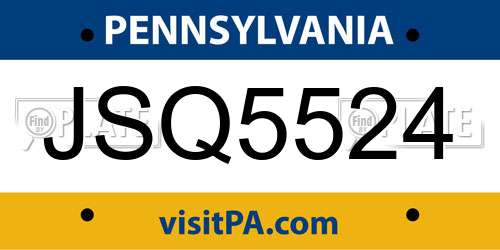 JSQ5524 Pennsylvania License Plate
