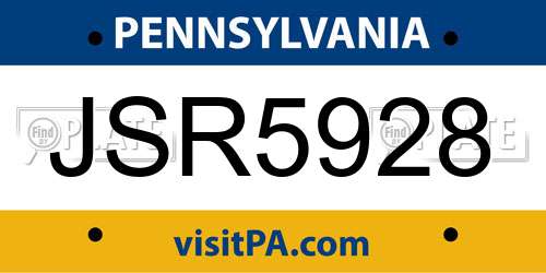 JSR5928 Pennsylvania License Plate