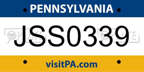 JSS0339 Pennsylvania License Plate