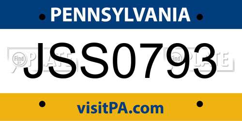 JSS0793 Pennsylvania License Plate