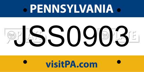 JSS0903 Pennsylvania License Plate
