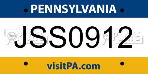 JSS0912 Pennsylvania License Plate