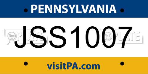 JSS1007 Pennsylvania License Plate