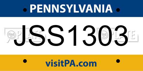 JSS1303 Pennsylvania License Plate