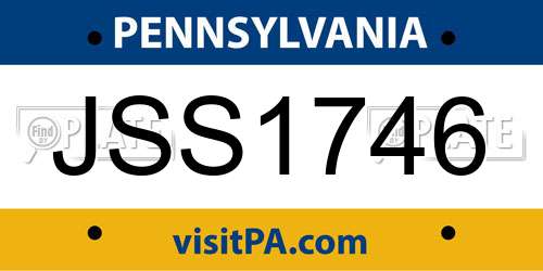 JSS1746 Pennsylvania License Plate